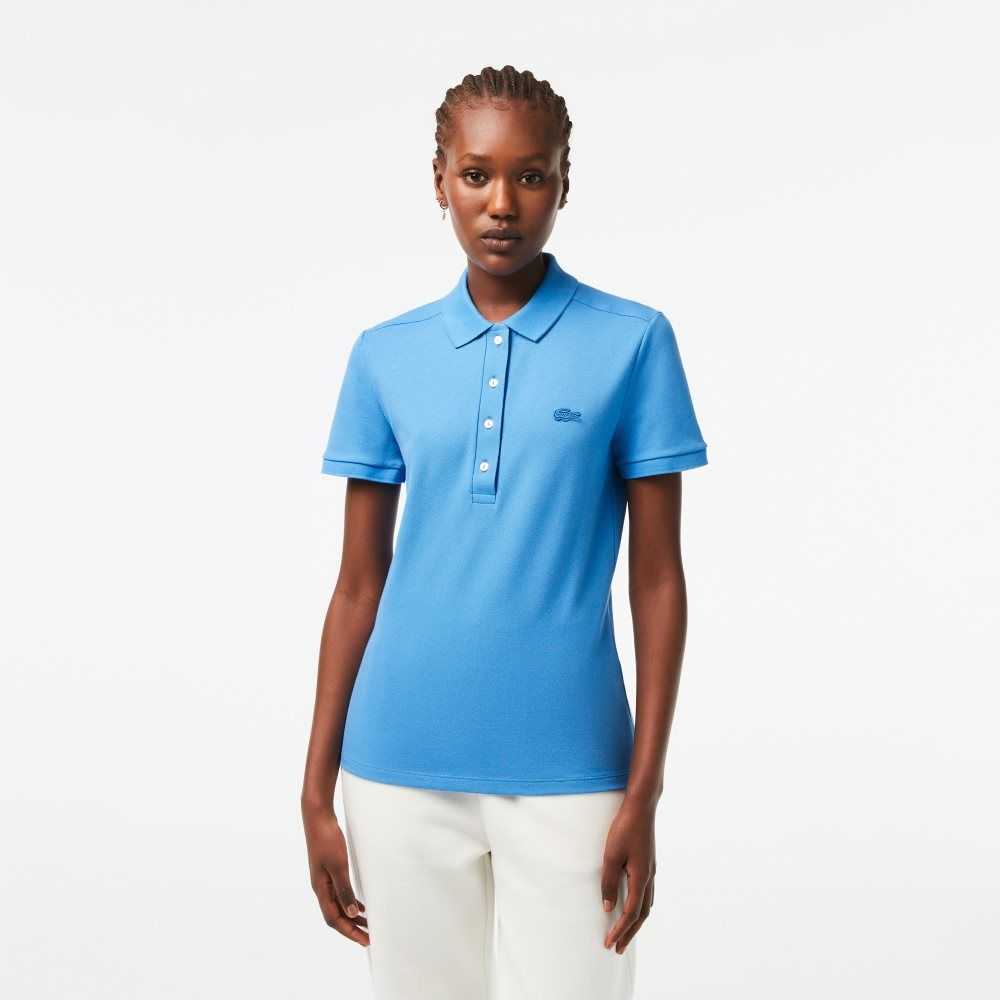 Blue Lacoste Slim Fit Stretch Cotton Pique Polo | FYLQMO-354