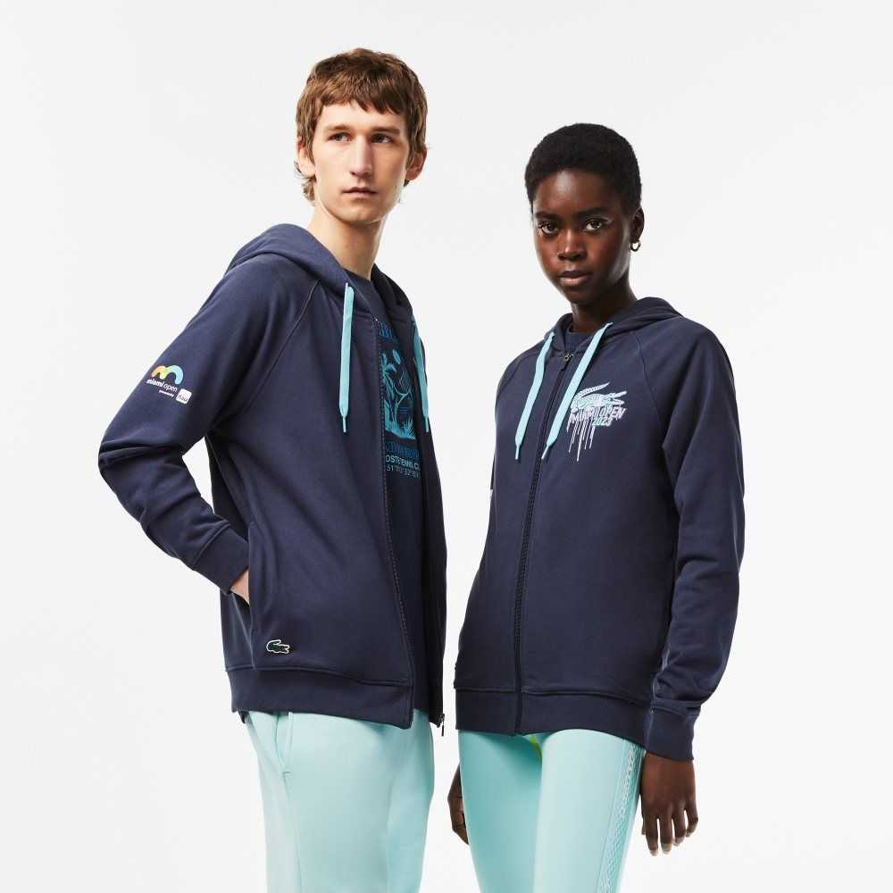 Blue Lacoste Sport Miami Open Edition Hoodie | BHAYKN-437