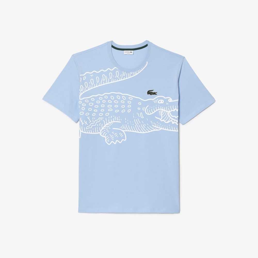 Blue Lacoste Tall Fit Cotton T-Shirt | ISDTOU-214