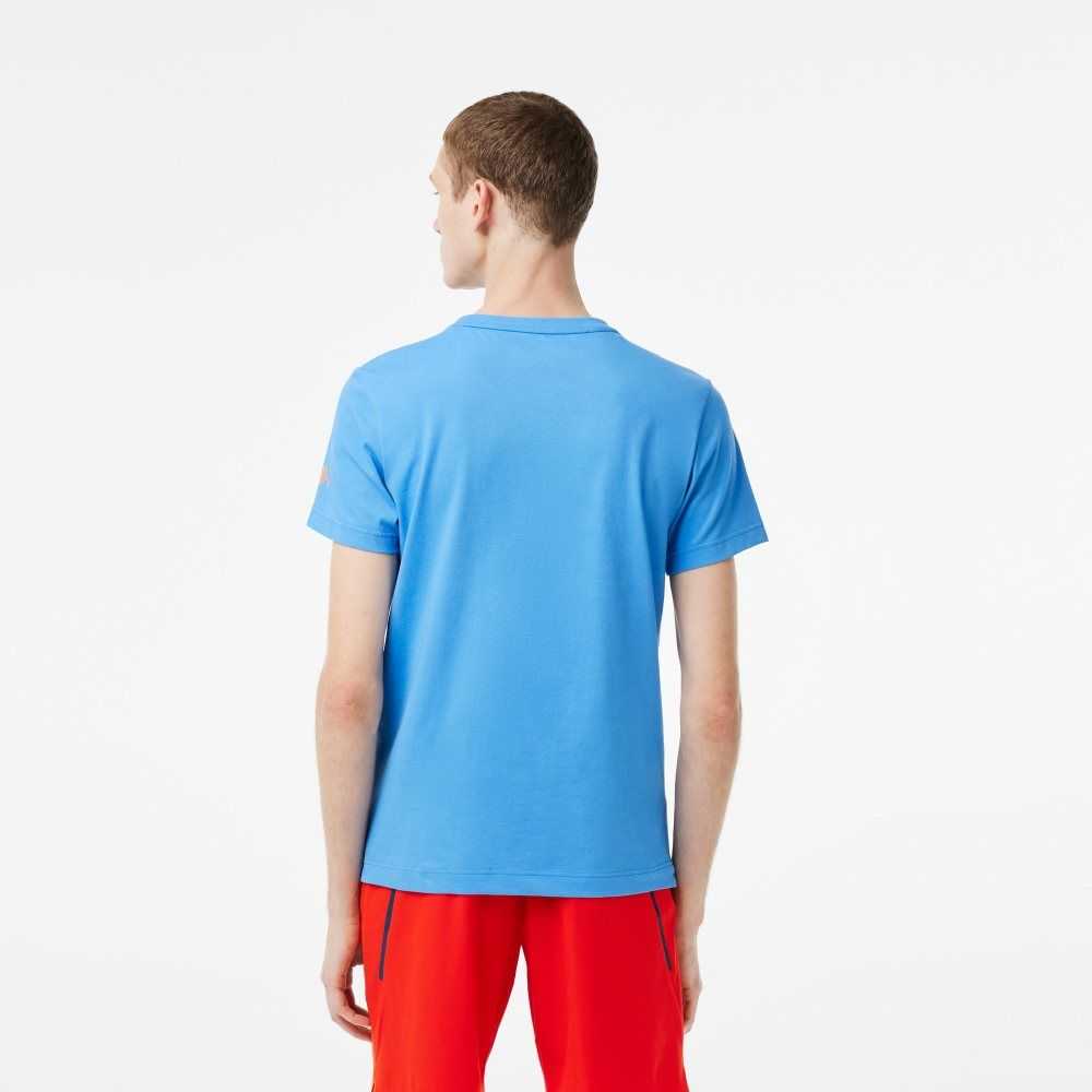 Blue Lacoste Tennis x Novak Djokovic T-Shirt | VSMBCN-937