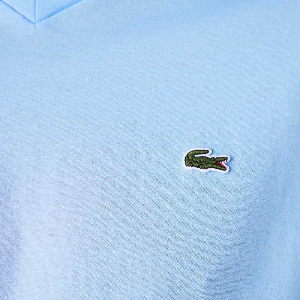 Blue Lacoste V-Neck Pima Cotton Jersey T-Shirt | ACQTUN-728