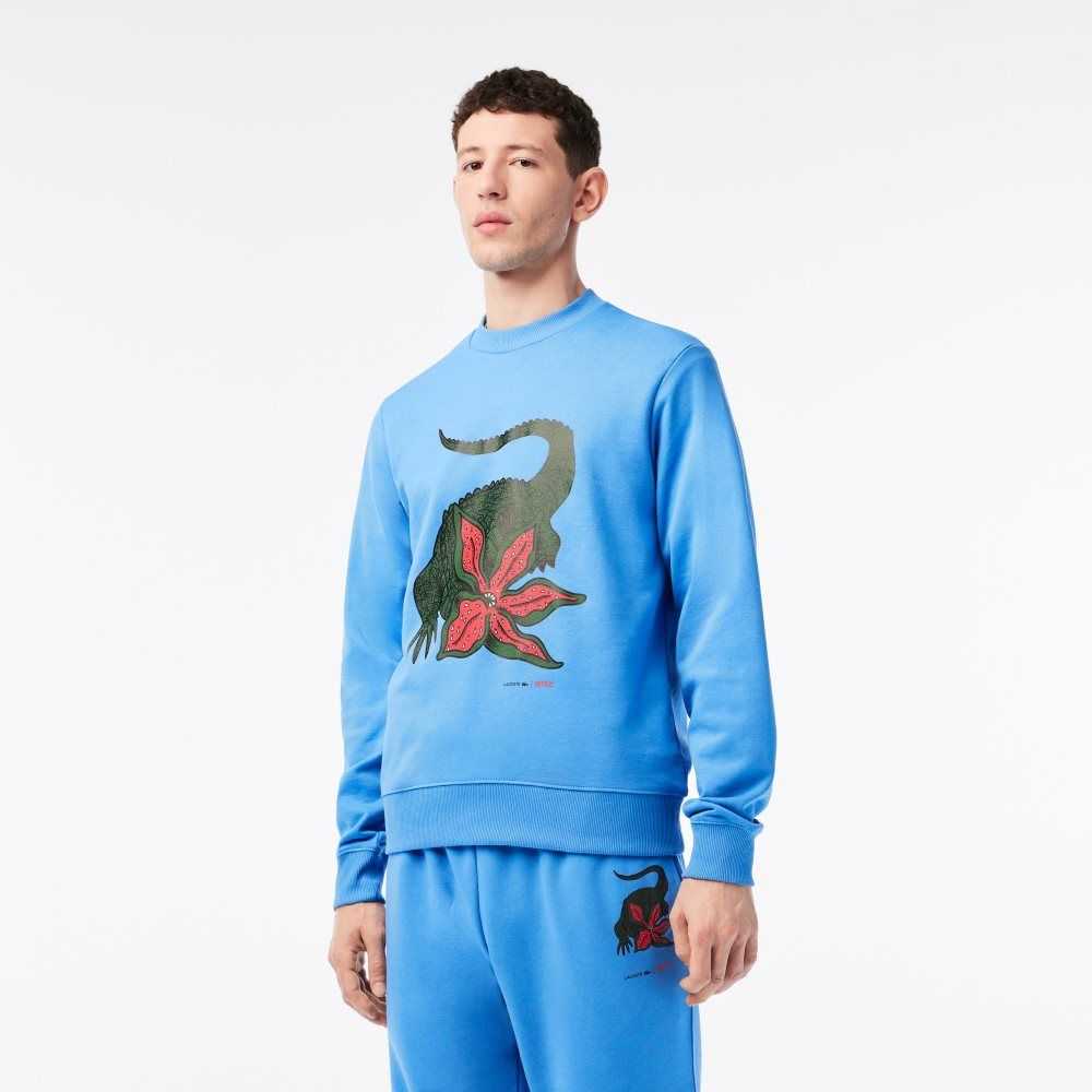 Blue Lacoste x Netflix Organic Cotton Fleece Print Sweatshirt | JCLRQB-679