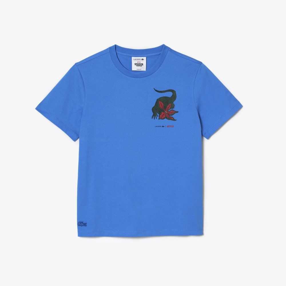 Blue Lacoste x Netflix Organic Cotton Jersey T-Shirt | ABDUWR-370