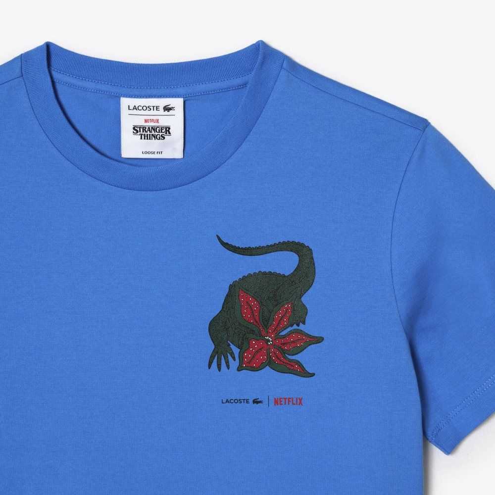 Blue Lacoste x Netflix Organic Cotton Jersey T-Shirt | ABDUWR-370