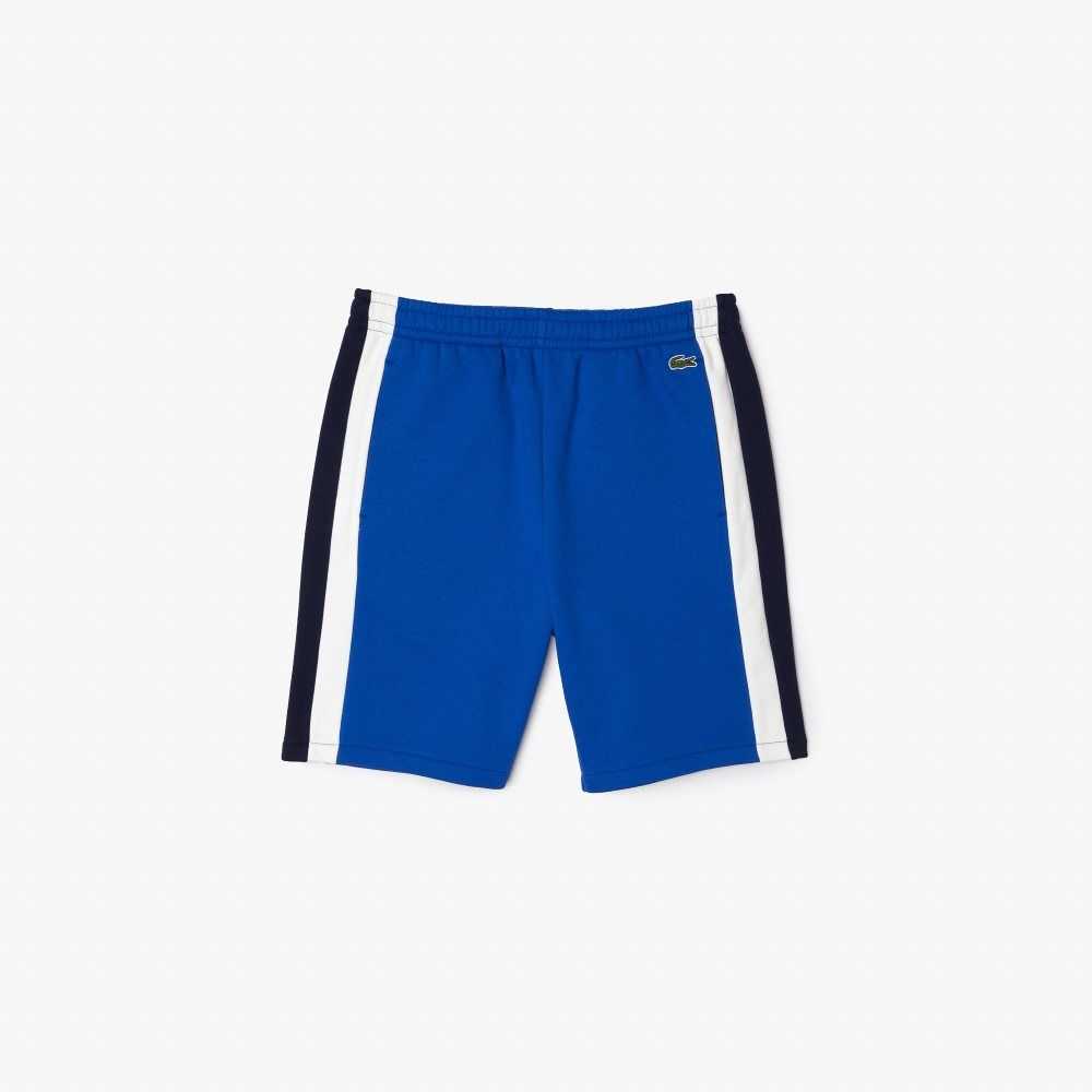 Blue / Navy Blue / White Lacoste Brushed Fleece Colorblock Shorts | IJTOVA-432