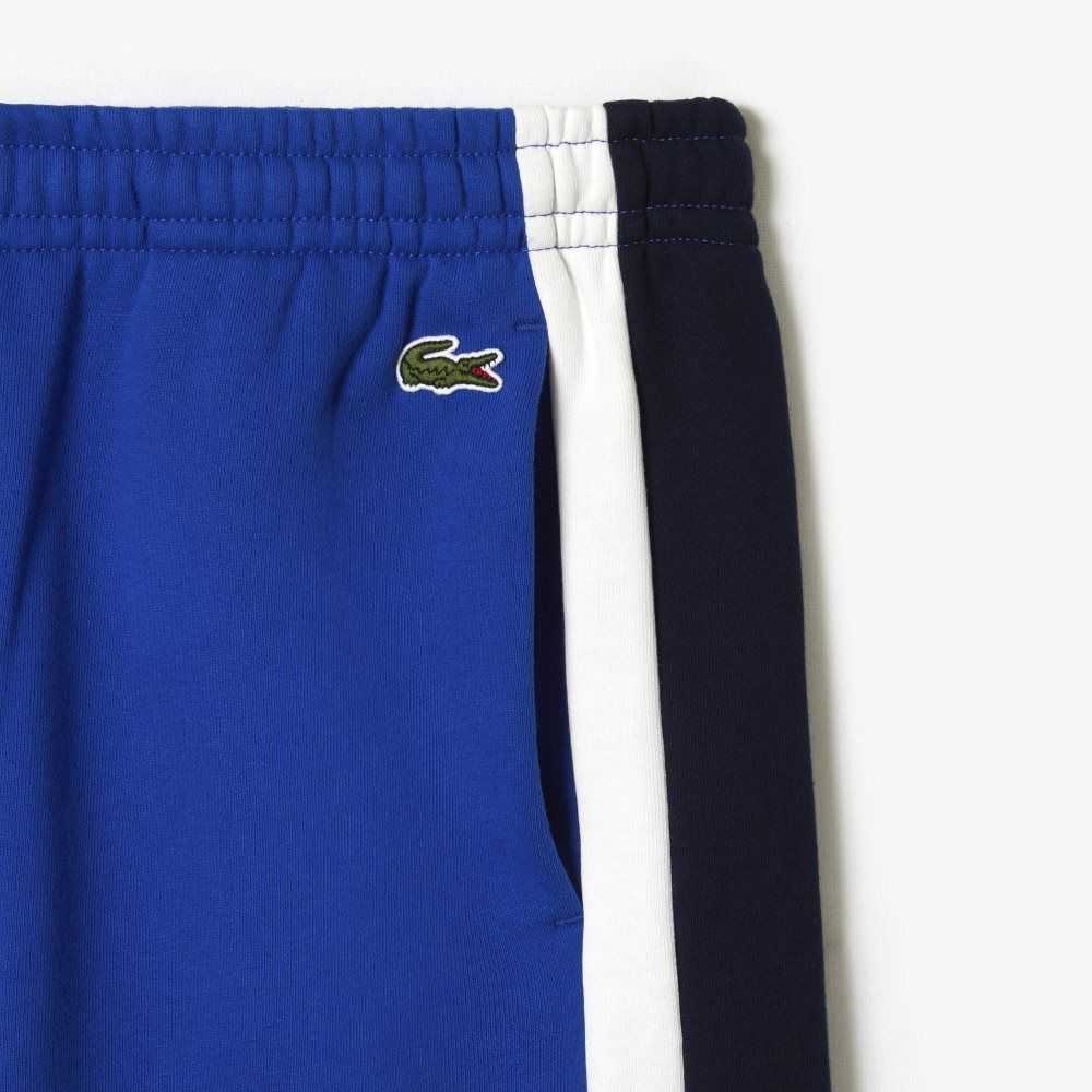 Blue / Navy Blue / White Lacoste Brushed Fleece Colorblock Shorts | IJTOVA-432