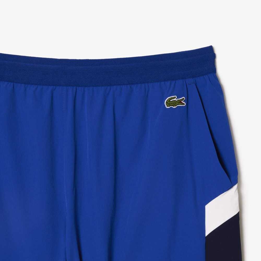 Blue / Navy Blue / White Lacoste Recycled Polyamide Colorblock Swim Trunks | EDLYAP-159