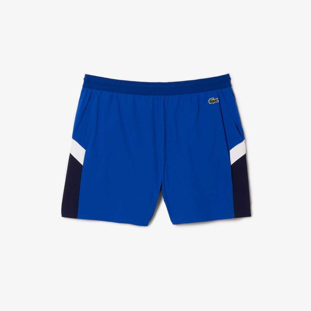 Blue / Navy Blue / White Lacoste Recycled Polyamide Colorblock Swim Trunks | EDLYAP-159