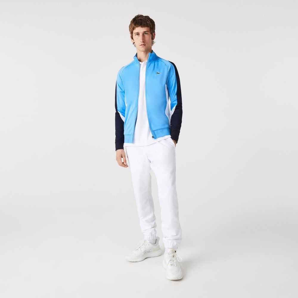 Blue / Navy Blue / White Lacoste SPORT Classic Fit Zip Tennis Sweatshirt | IKVFHP-460