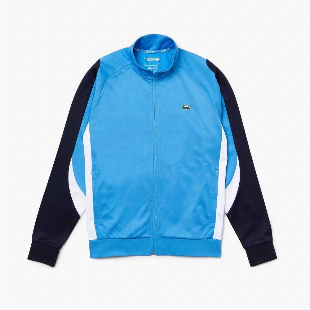 Blue / Navy Blue / White Lacoste SPORT Classic Fit Zip Tennis Sweatshirt | IKVFHP-460