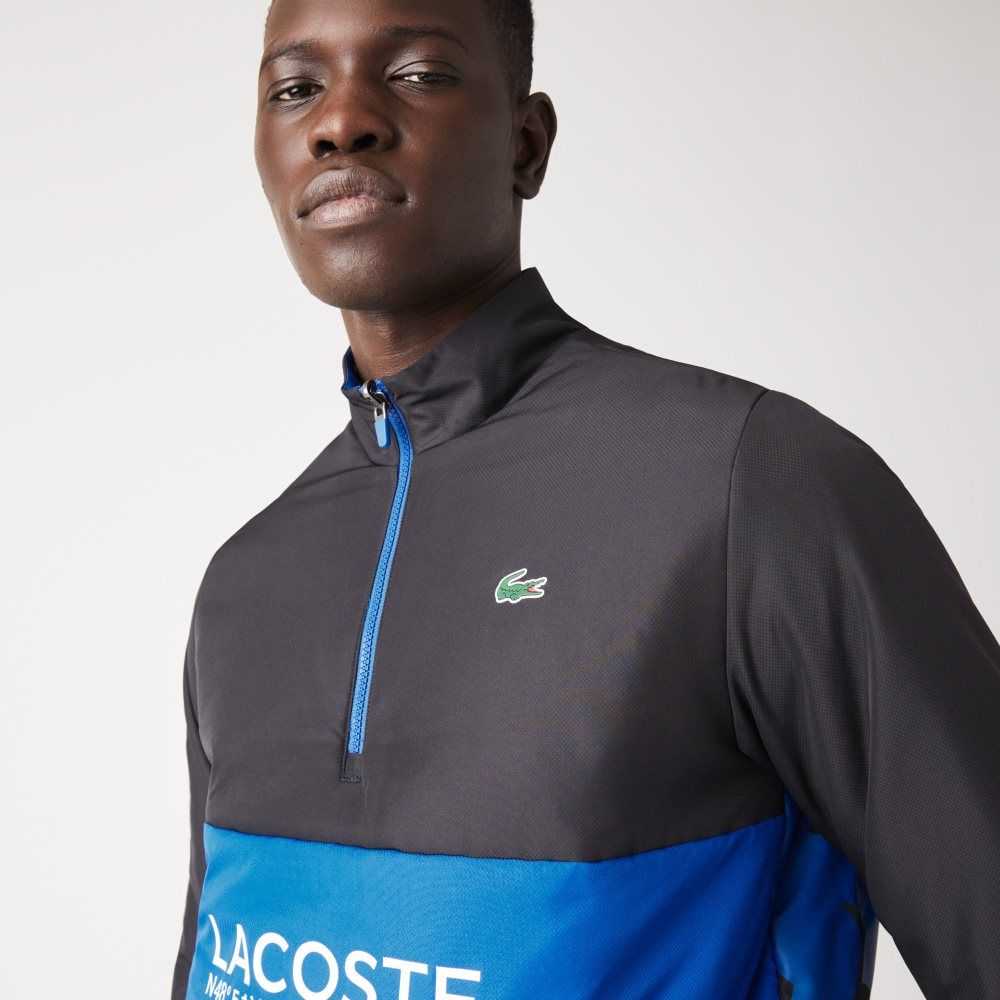 Blue / White / Black / Blue Lacoste SPORT Reversible Water-Repellent Tennis Jacket | OLVCMR-029