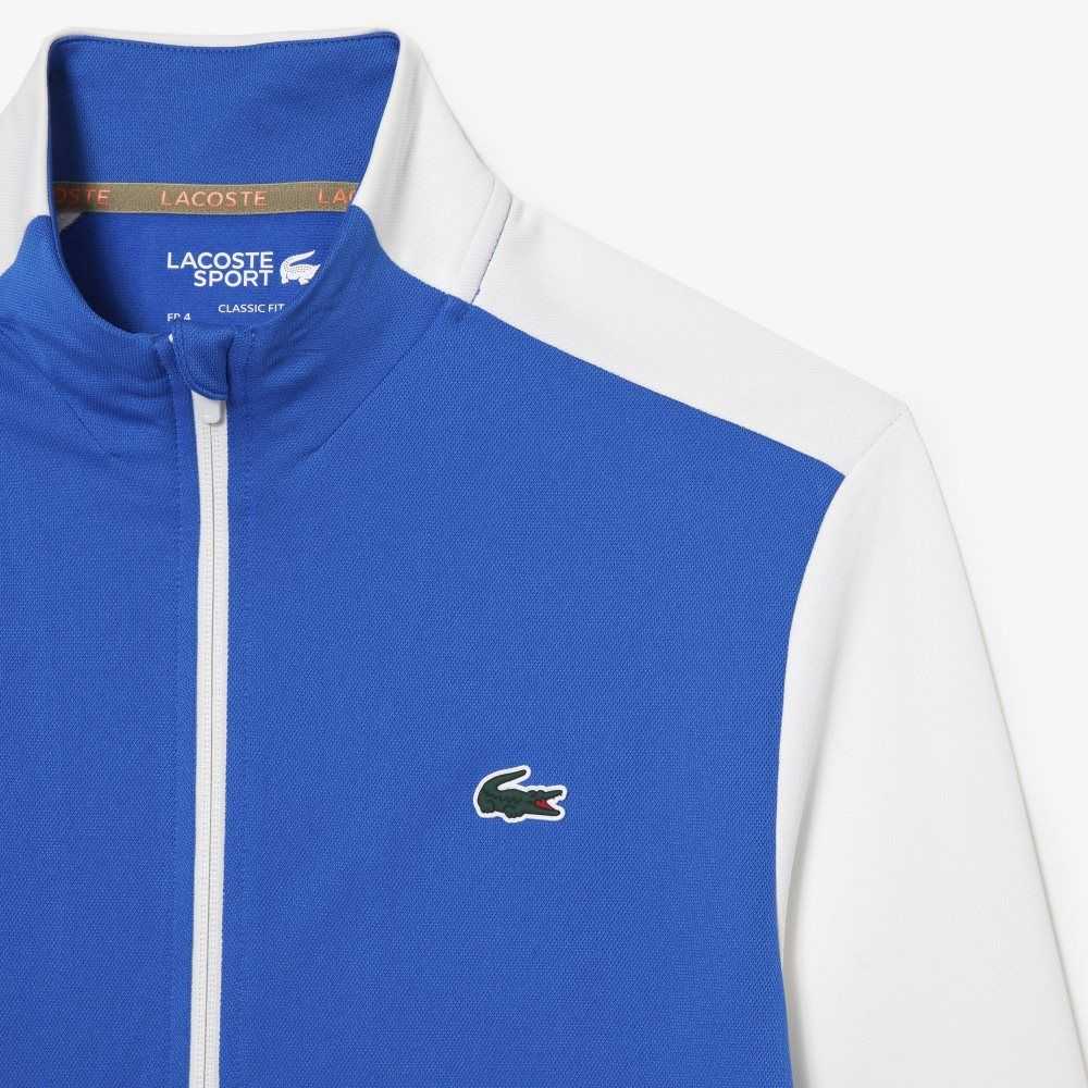 Blue / White / Blue Lacoste Tennis Zipped Ripstop Sweatshirt | KXOCDI-940