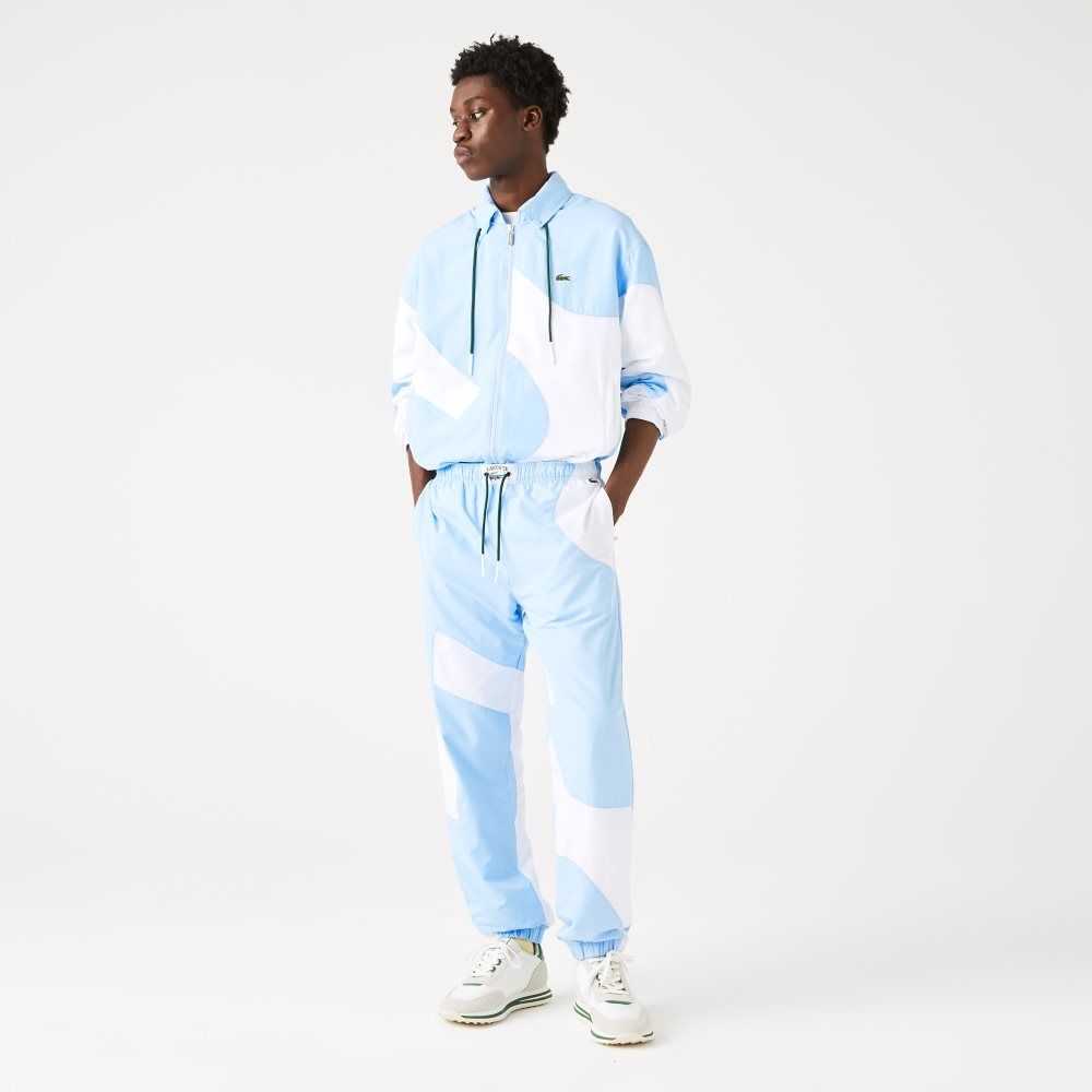 Blue / White Lacoste Heritage Graphic Track Pants | BRIPTO-279