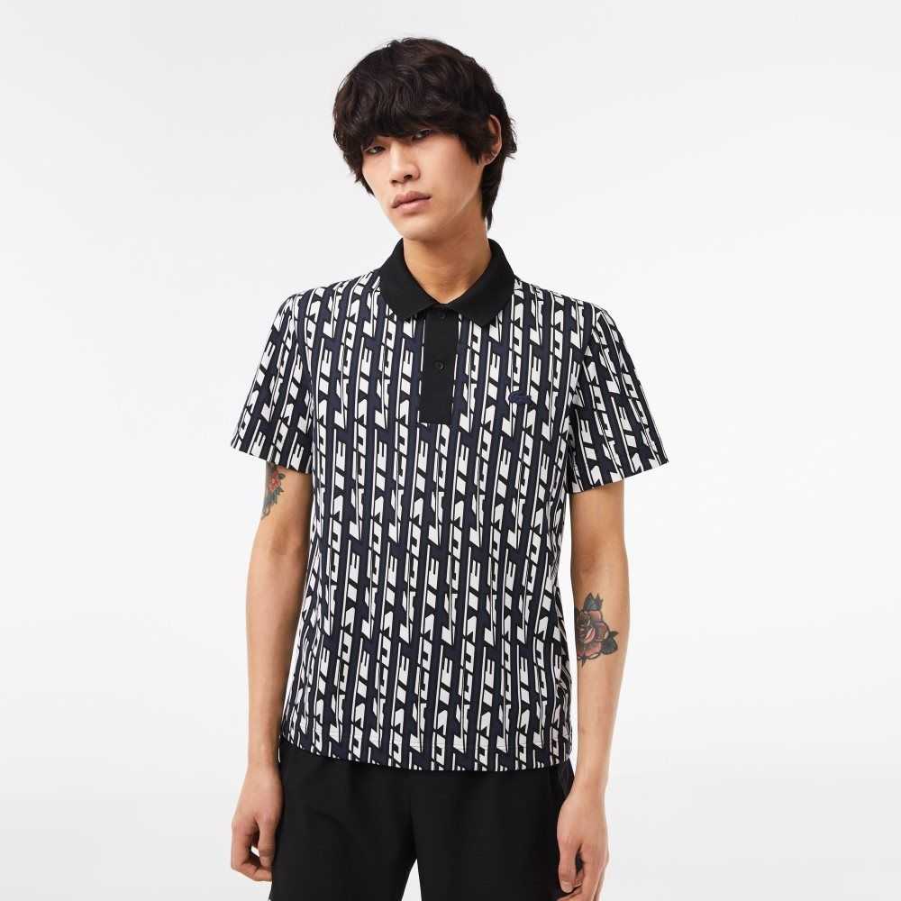 Blue / White Lacoste Movement Two-Tone Printed Polo | HDLXET-902