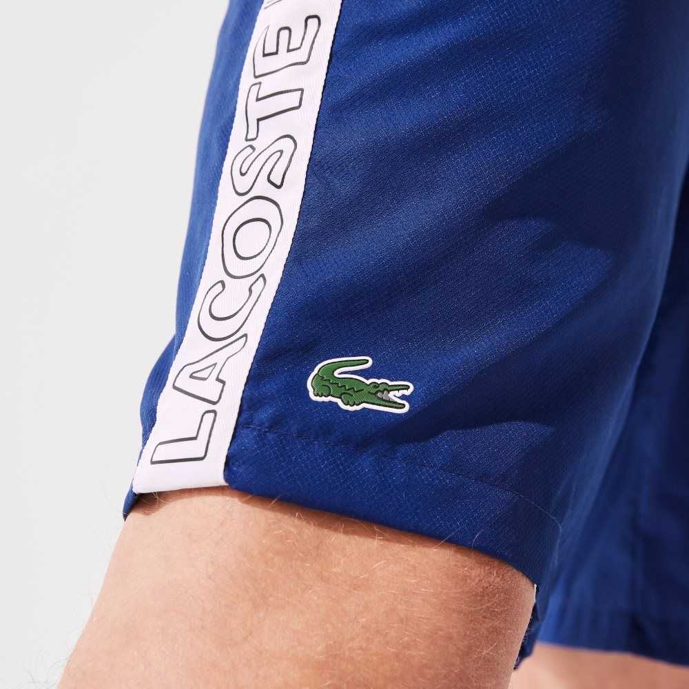 Blue / White Lacoste SPORT Branded Side Bands Shorts | UNYPMO-624