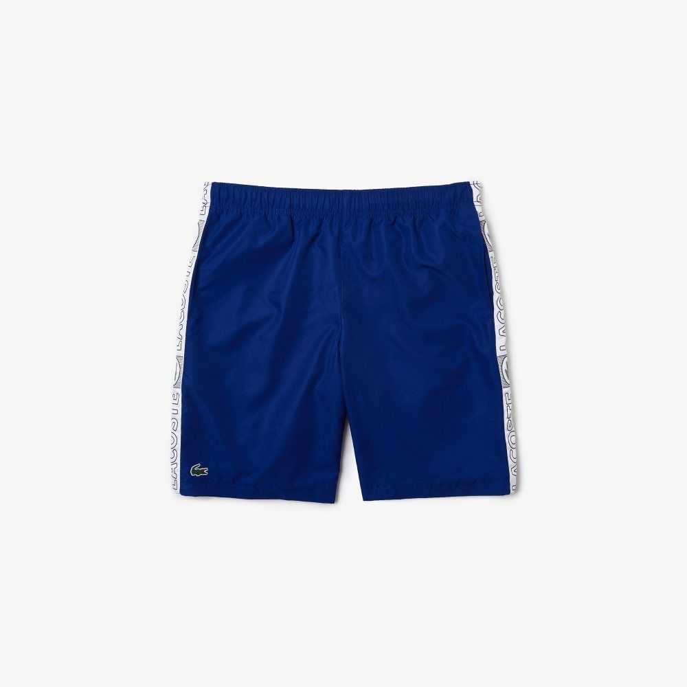 Blue / White Lacoste SPORT Branded Side Bands Shorts | UNYPMO-624