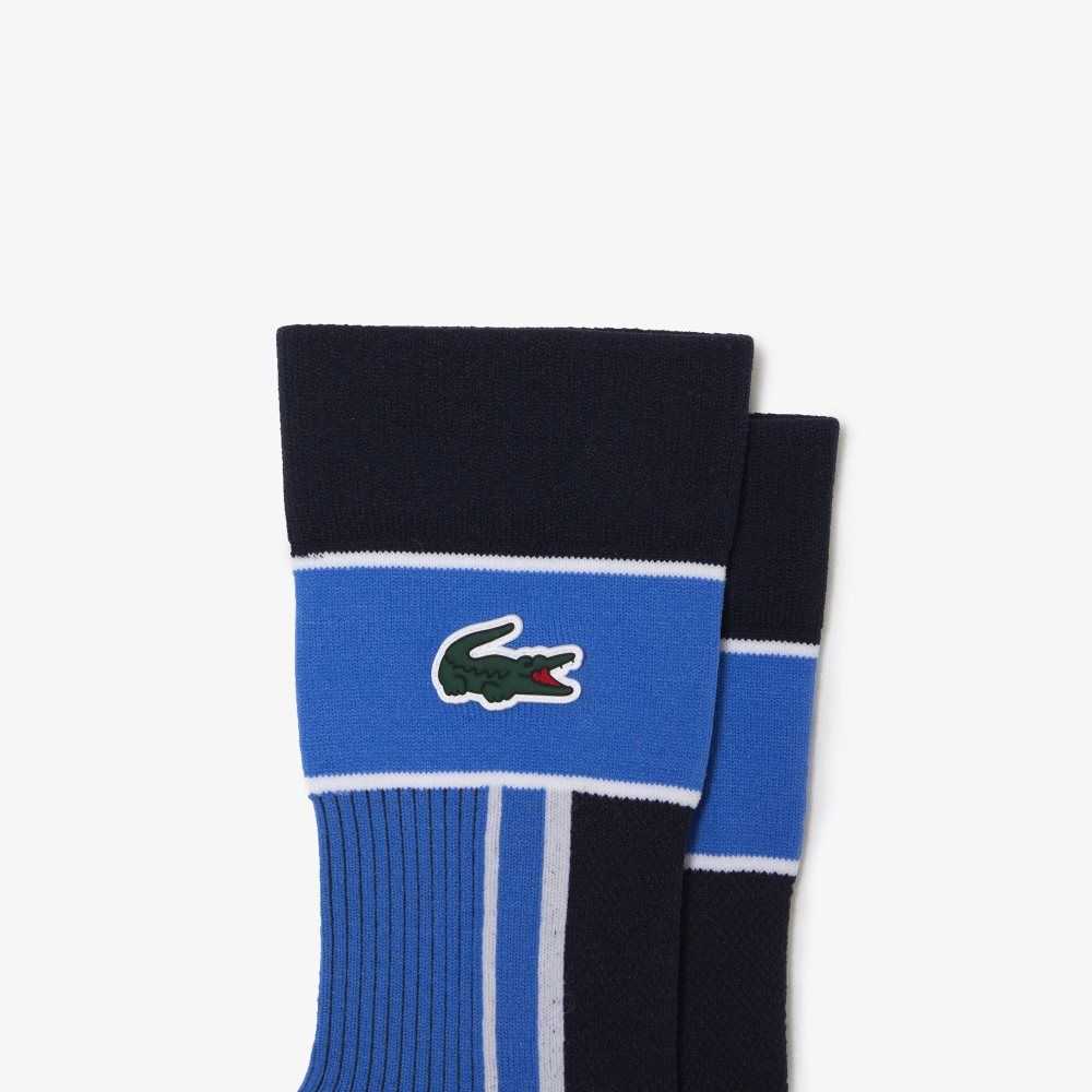 Blue / White Lacoste SPORT Jersey Socks | UIWGXF-420