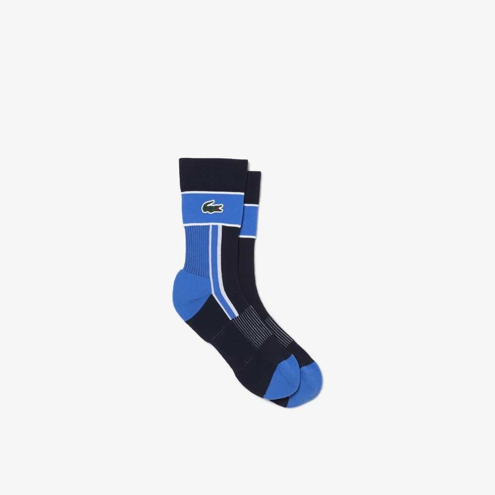 Blue / White Lacoste SPORT Jersey Socks | UIWGXF-420