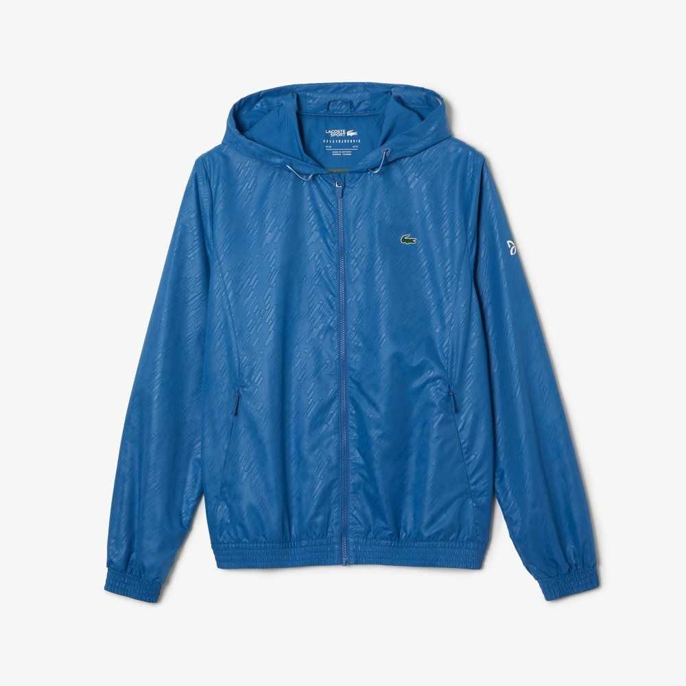 Blue / White Lacoste SPORT Novak Djokovic Water-Repellent Windbreaker | RWKUYS-765