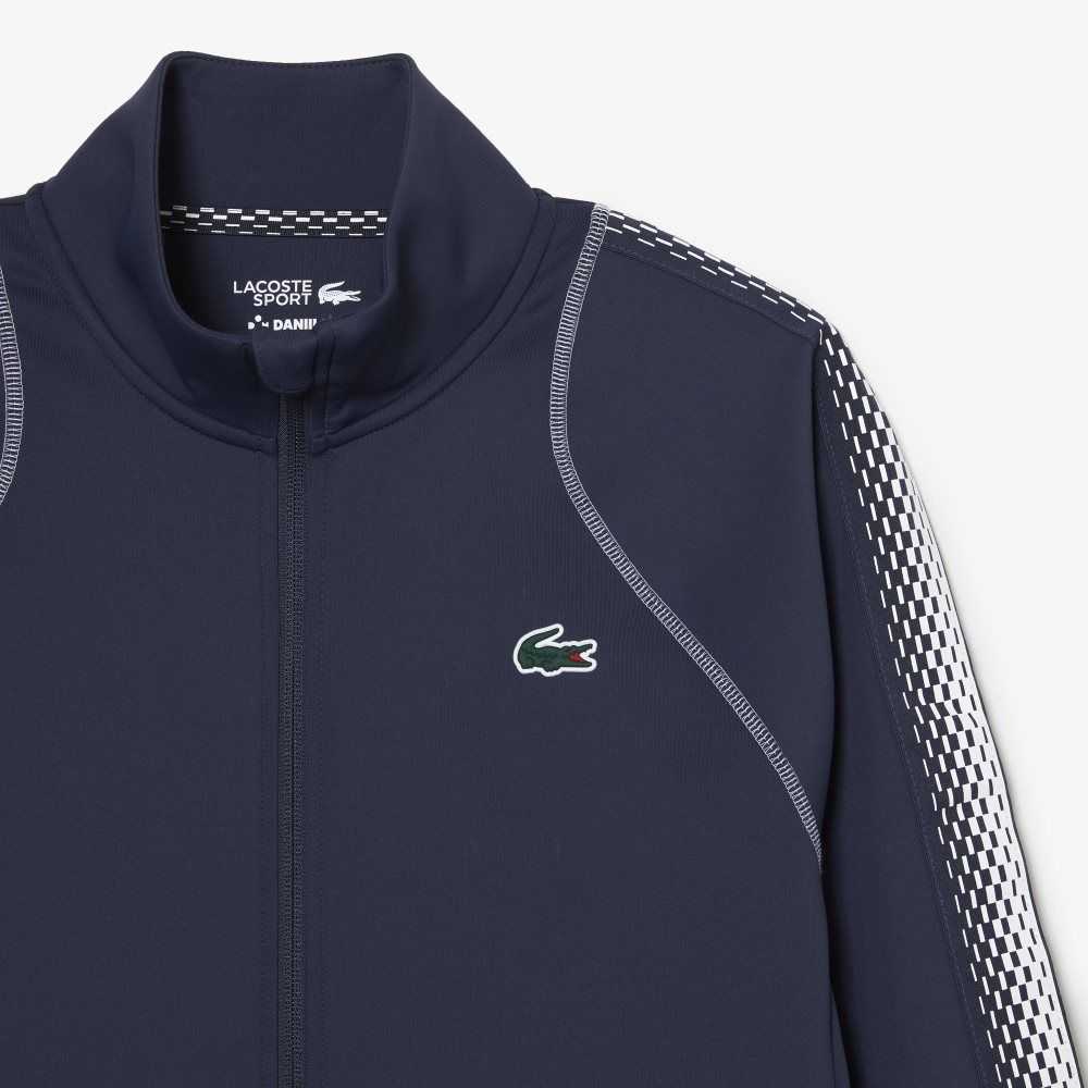 Blue / White Lacoste Tennis x Daniil Medvedev Zipped Sweatshirt | WJPLYO-247