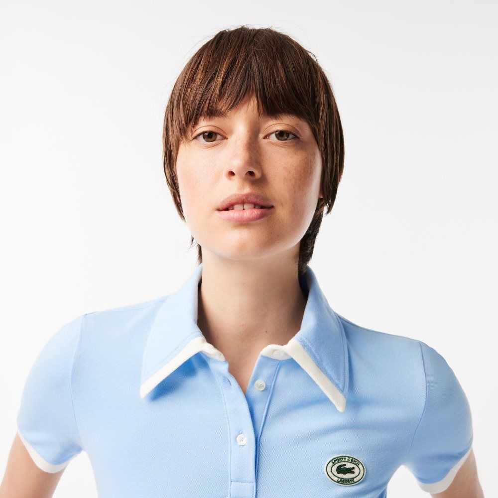 Blue / White Lacoste x Sporty & Rich Contrast Collar Polo | SLDVGB-902