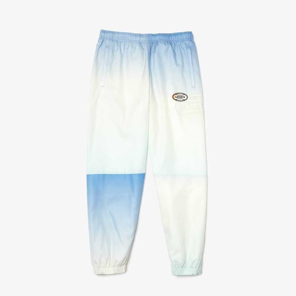 Blue / White / Turquoise Lacoste LIVE Gradated Print Trackpants | GTCUYN-026