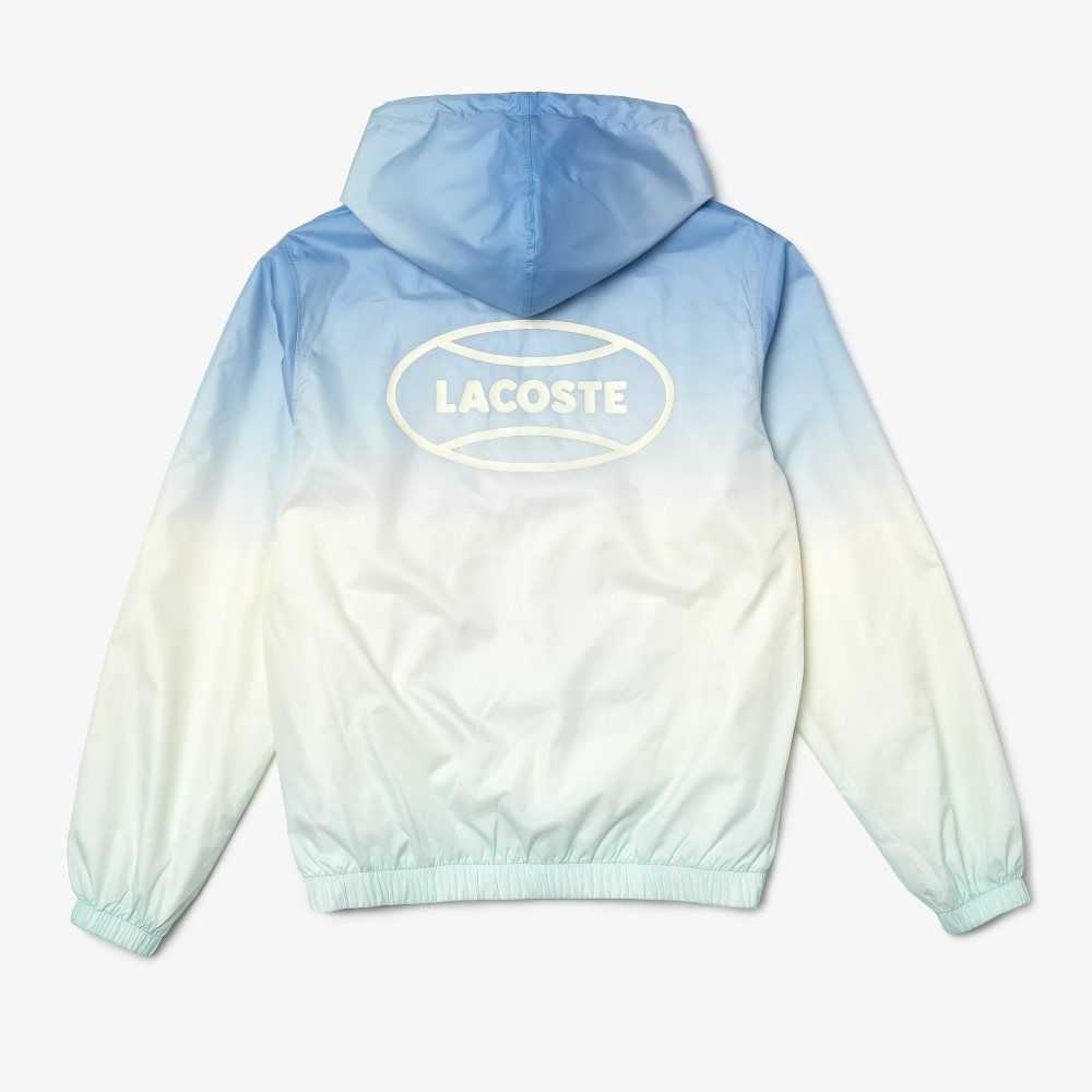 Blue / White / Turquoise Lacoste LIVE Lightweight Pullover Windbreaker | RCXZHQ-805