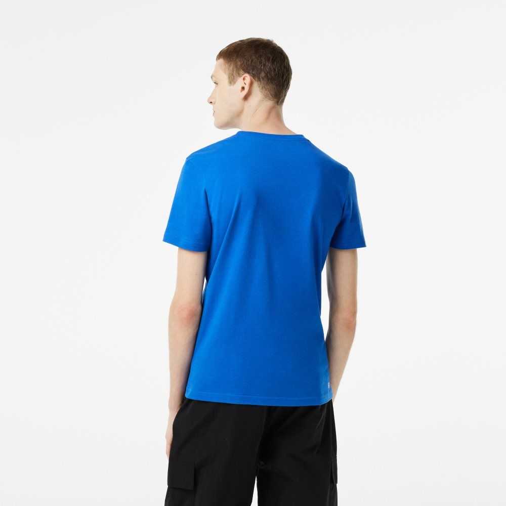 Blue / Yellow Lacoste SPORT 3D Print Crocodile Breathable Jersey T-Shirt | XUHAKJ-209