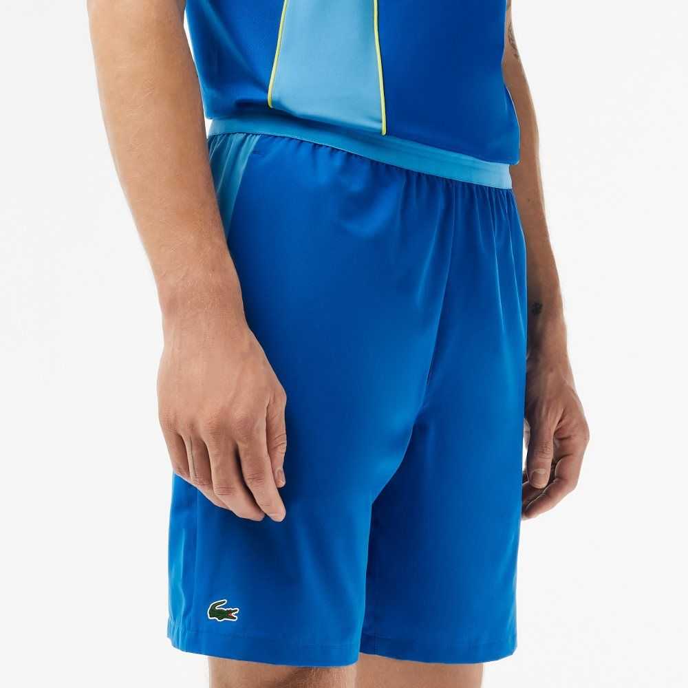 Blue / Yellow Lacoste SPORT x Novak Djokovic Color-Block Shorts | ZXOJUI-078