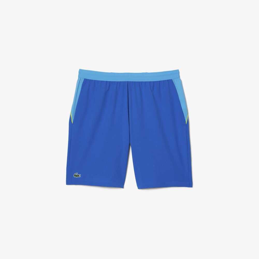 Blue / Yellow Lacoste SPORT x Novak Djokovic Color-Block Shorts | ZXOJUI-078