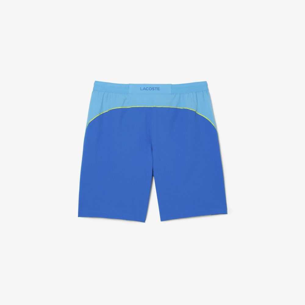 Blue / Yellow Lacoste SPORT x Novak Djokovic Color-Block Shorts | ZXOJUI-078