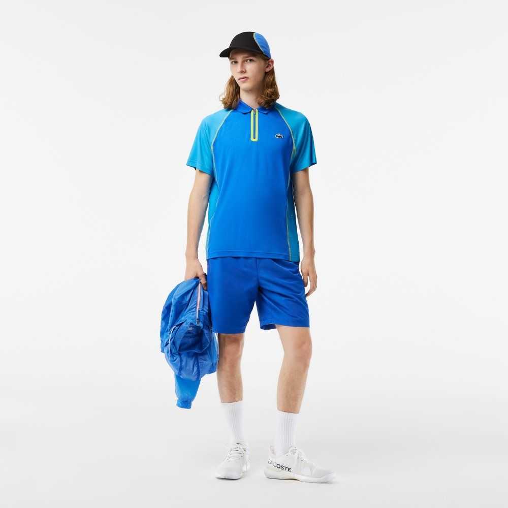 Blue / Yellow Lacoste Tennis Recycled Polyester Polo with Ultra-Dry Technology | ISYHPN-745