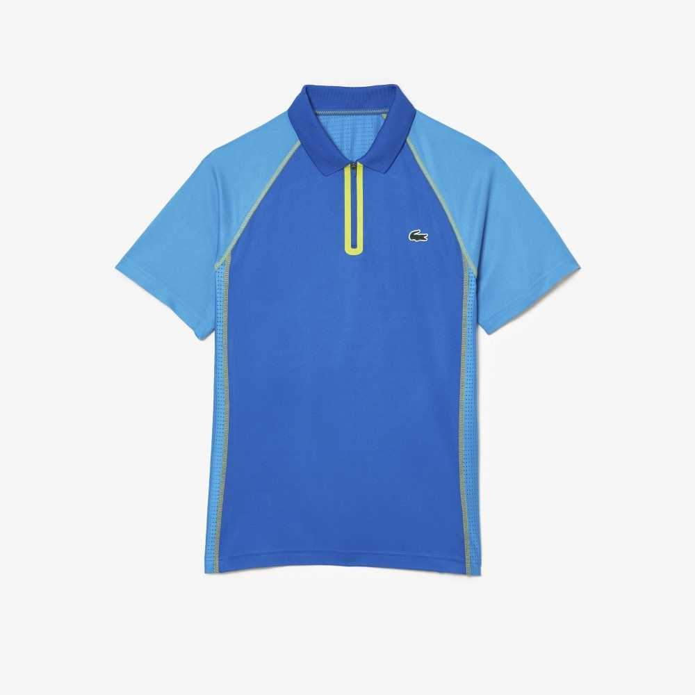 Blue / Yellow Lacoste Tennis Recycled Polyester Polo with Ultra-Dry Technology | ISYHPN-745