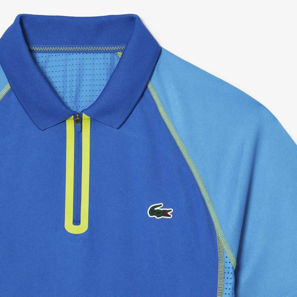 Blue / Yellow Lacoste Tennis Recycled Polyester Polo with Ultra-Dry Technology | ISYHPN-745