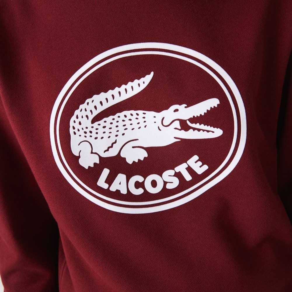 Bordeaux Lacoste 3D Logo Organic Cotton Fleece Sweatshirt | RGIYAM-418