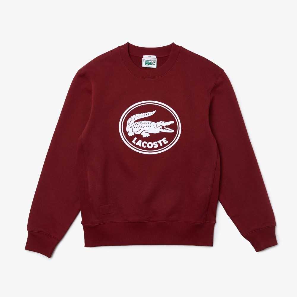 Bordeaux Lacoste 3D Logo Organic Cotton Fleece Sweatshirt | RGIYAM-418