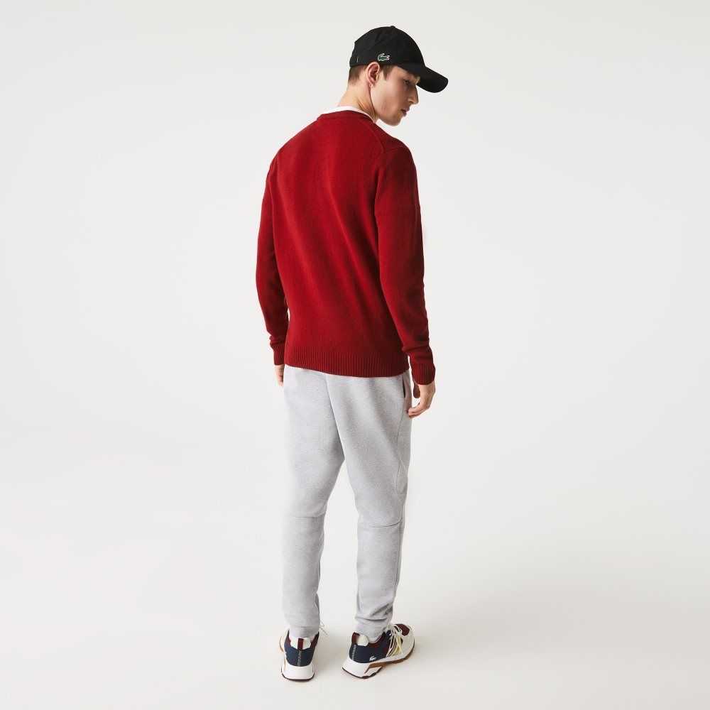 Bordeaux Lacoste Crew Neck Wool Sweater | VYFLCQ-583