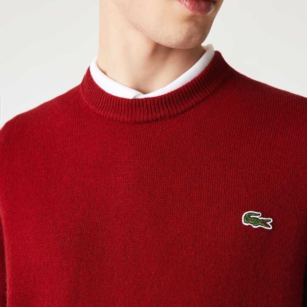 Bordeaux Lacoste Crew Neck Wool Sweater | VYFLCQ-583