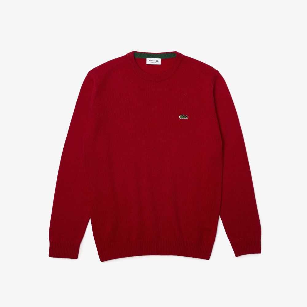 Bordeaux Lacoste Crew Neck Wool Sweater | VYFLCQ-583