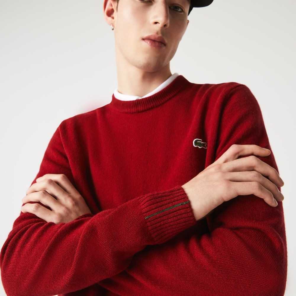 Bordeaux Lacoste Crew Neck Wool Sweater | VYFLCQ-583