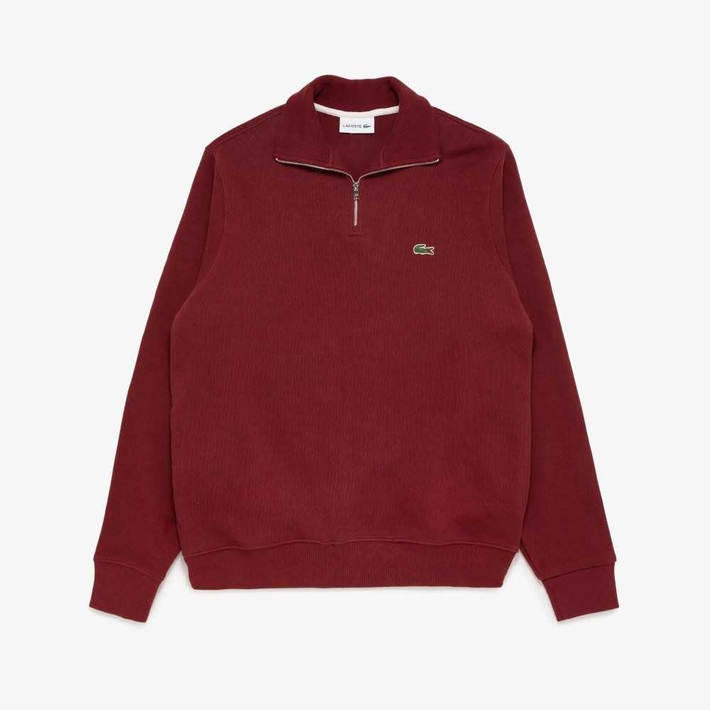 Bordeaux Lacoste Half Zip Cotton Sweatshirt | LOHPUX-254