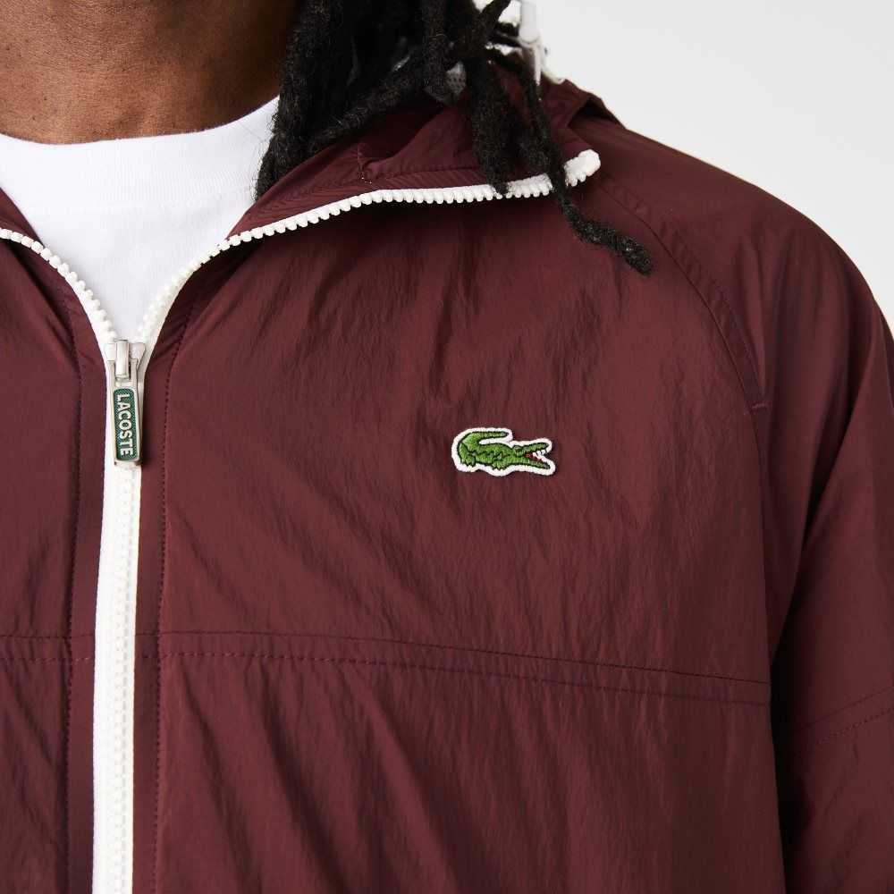 Bordeaux Lacoste New Classic Light Hooded Zippered Jacket | GMCDKU-076