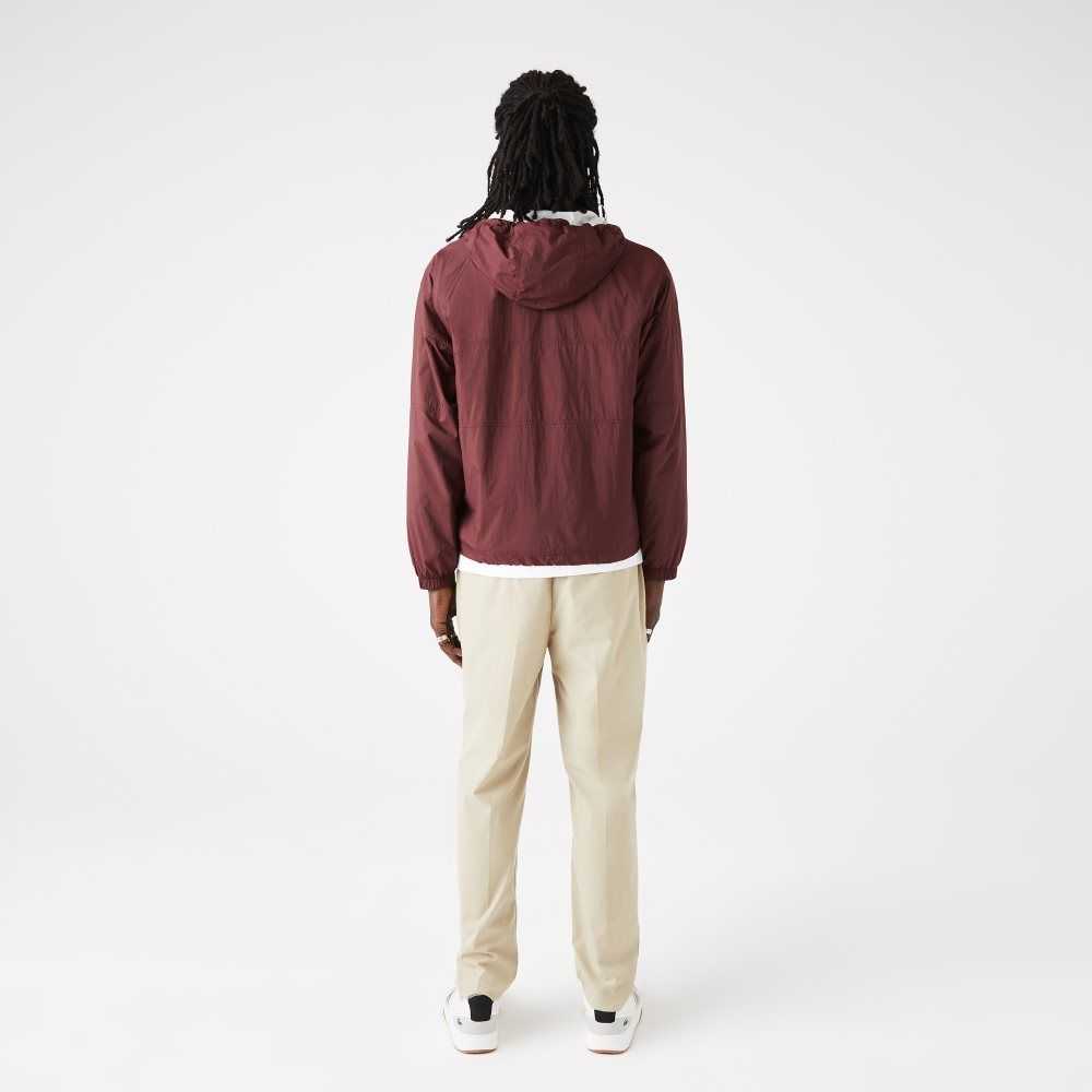 Bordeaux Lacoste New Classic Light Hooded Zippered Jacket | GMCDKU-076