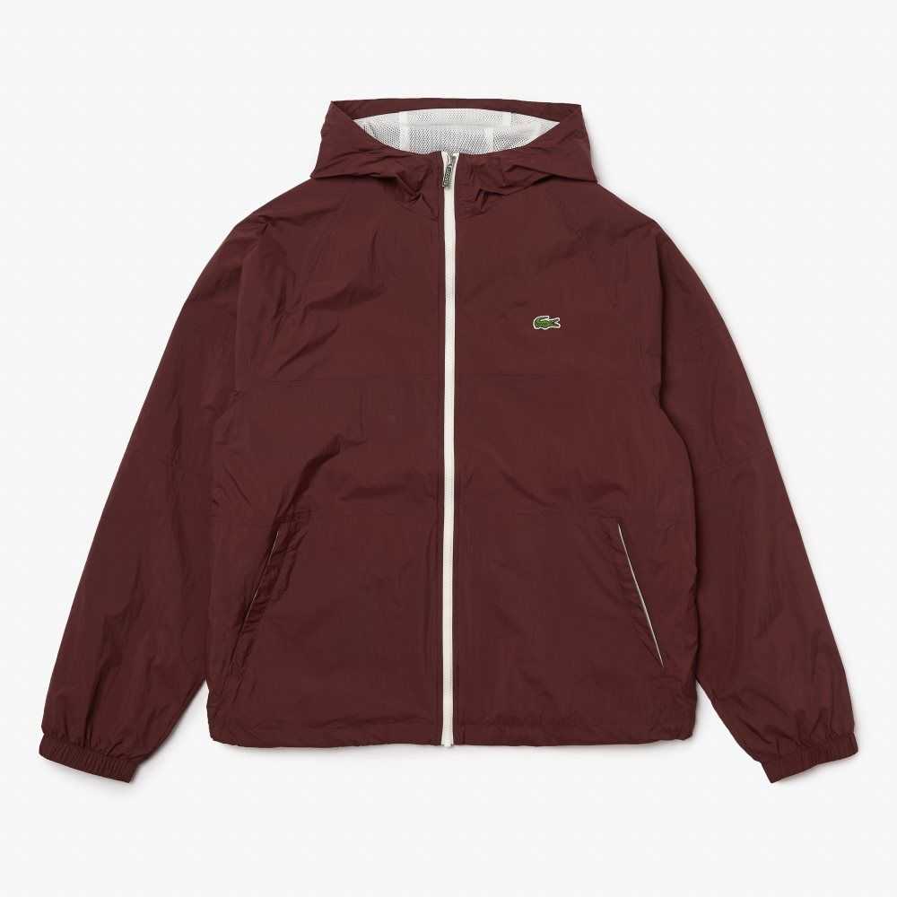 Bordeaux Lacoste New Classic Light Hooded Zippered Jacket | GMCDKU-076