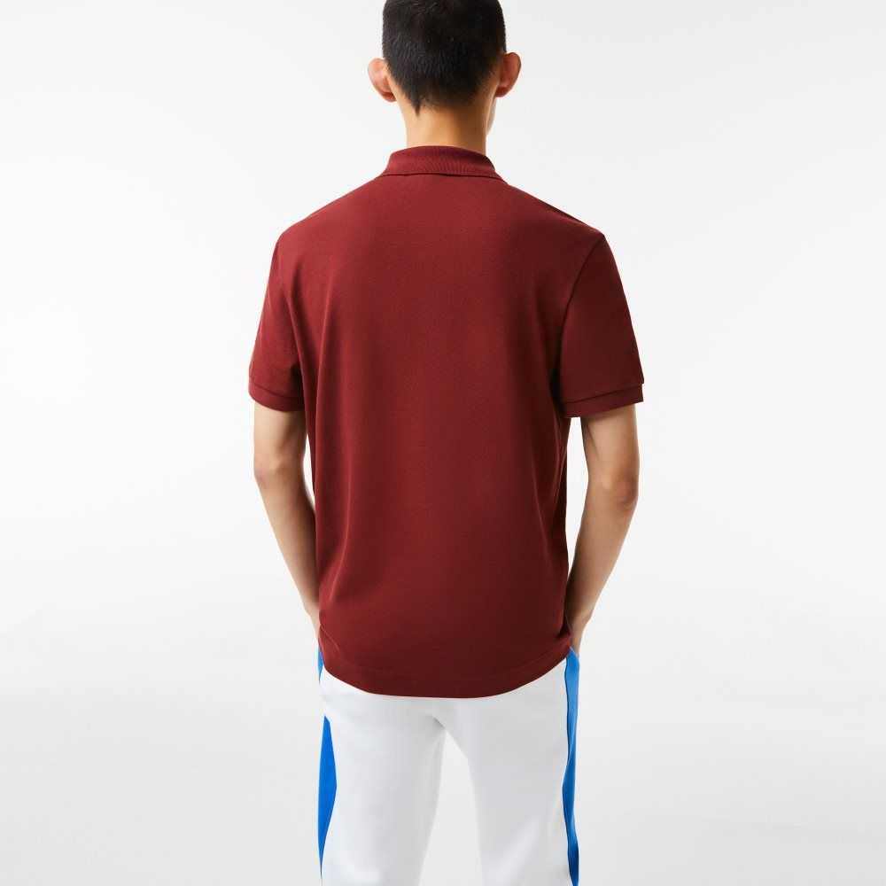 Bordeaux Lacoste Regular Fit Contrast Lettering Petit Pique Polo | ZOEGMH-925