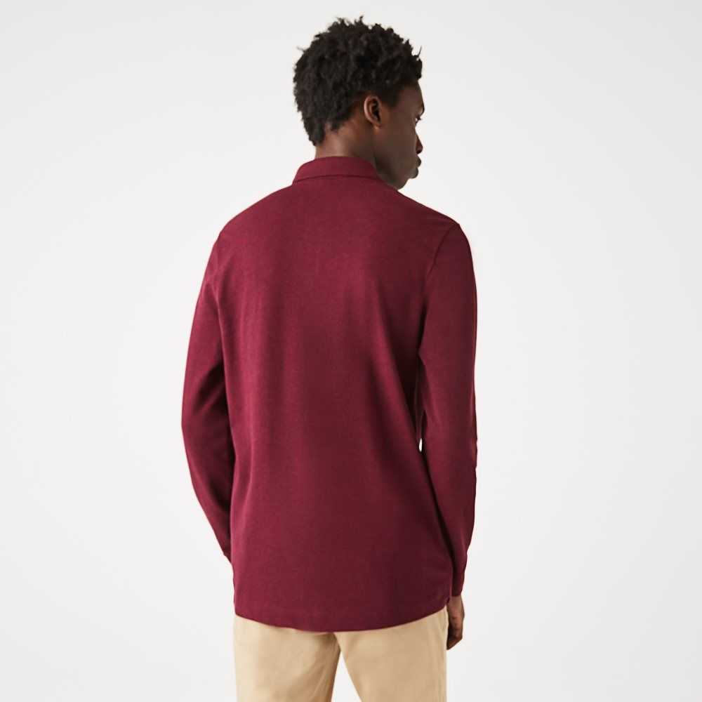 Bordeaux Lacoste Smart Paris long sleeve stretch cotton Polo | XJITSV-032