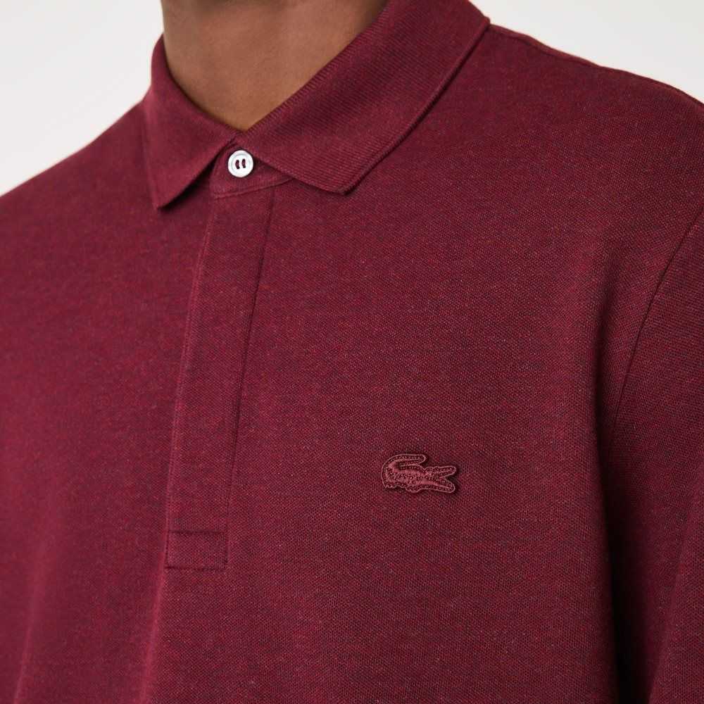 Bordeaux Lacoste Smart Paris long sleeve stretch cotton Polo | XJITSV-032