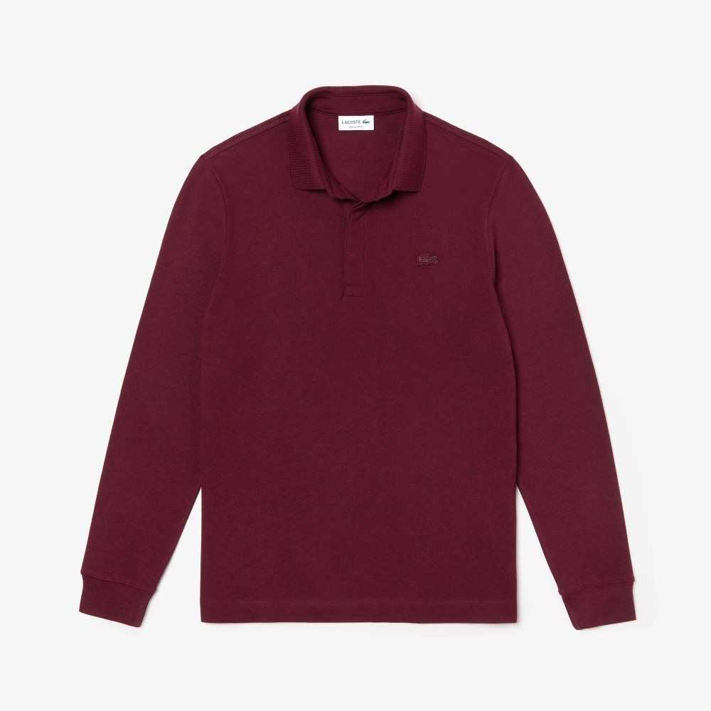 Bordeaux Lacoste Smart Paris long sleeve stretch cotton Polo | XJITSV-032