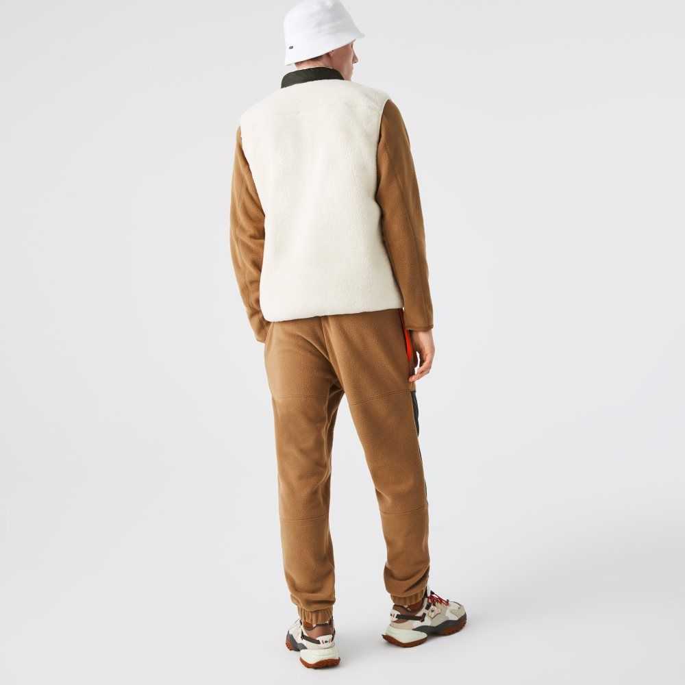 Brown / Khaki Green Lacoste Colorblock Polar Fleece Trackpants | XOLJZW-620