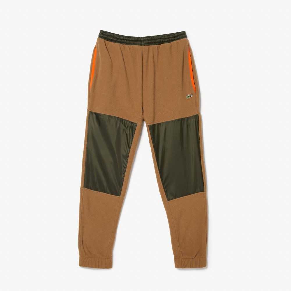 Brown / Khaki Green Lacoste Colorblock Polar Fleece Trackpants | XOLJZW-620